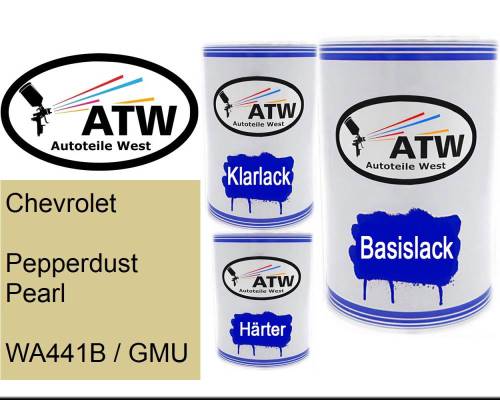 Chevrolet, Pepperdust Pearl, WA441B / GMU: 500ml Lackdose + 500ml Klarlack + 250ml Härter - Set, von ATW Autoteile West.